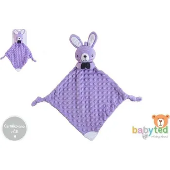 Zajíček usínáček babyted, kousátko, chrastítko plyš 25x25cm na kartě v sáčku 0m+