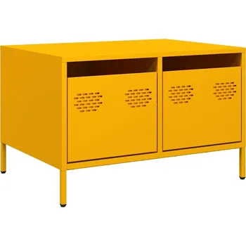 Televizní stolek TV stolek, hořčicová barva, 68x50x43,5 cm, ocel válcovaná za studena