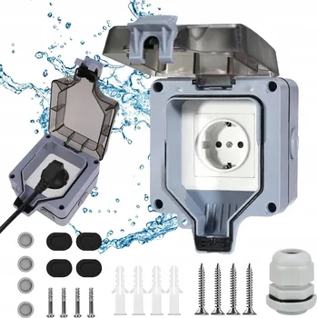 Elektrická zásuvka Venkovní vodotěsná zásuvka IP66, voděodolná zásuvka do zahrady