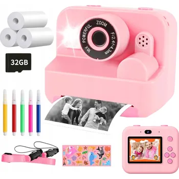 Digitální kompakt DRUKUŚ TISKÁRNA FOTOAPARÁT OKAMŽITÝ TERMISKÝ 1080p PRO DĚTI JAKO DÁREK