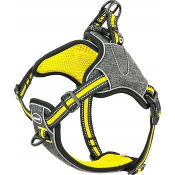 Postroj pro psa Postroj pro psa žluto-šedý prodyšný reflexní velikost M