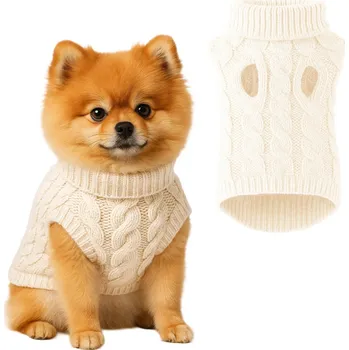 Obleček pro psa Interlook Měkký elastický svetr pro psa nebo kočku | velikost L | bílá | PET-014L-White