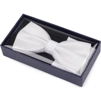 Kravata Sada motýlek a kapesníček do saka, velké, 1 bílá