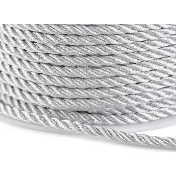 Příze Šňůra kroucená s lurexem Ø3 mm, barva 2 stříbrná