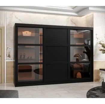 Šatní skříň Šatní skříň s posuvnými dveřmi Dome 3 250 - Abiks Meble Černý Mat x cm