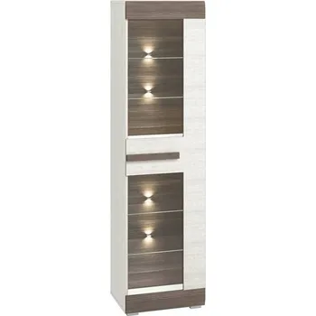 Knihovna Vitrína Blanco - ML Meble Borovice bílá / New grey 55x202 cm