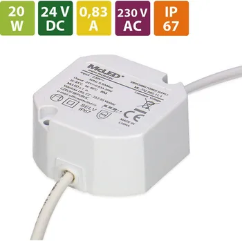 LED páska McLED ML-732.095.11.1 Napájecí zdroj 20W, DC24V/0,83A, IP67, do elektroinstalační krabice