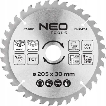 Pilový kotouč Kotouč do pily, vidiový, 205 x 30 mm, 36 zubů, na dřevo NEO TOOLS