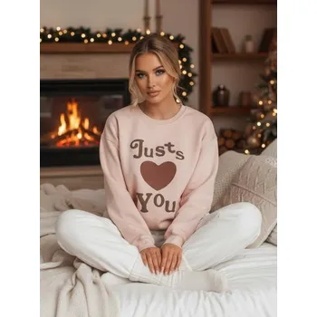 Dámská mikina Dámská mikina oversize s potiskem JUST LOVE YOU růžová