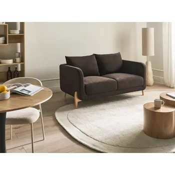 Pohovka 2místná pohovka tmavě hnědé čalounění žinylka dřevěné nohy područky obývací pokoj moderní skandinávský styl Beliani