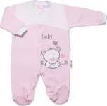 Baby Nellys Kojenecký overal froté, Medvídek Hello, růžový 74 (6-9m)