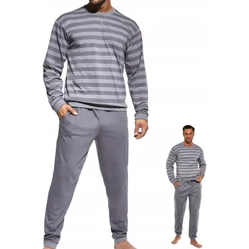 Pánské pyžamo Cornette pánské pyžamo bavlna volný střih 9 117/160 proužky grafitová 2XL