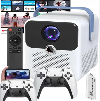 Projekční technika LED Projektor WiFi 5G pro Domácí Kino, Pohádky i Filmy + Retro Herní Konzole