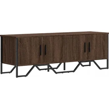 Televizní stolek TV stolek, hnědý dub, 122 x 34 x 41 cm, s kovovými úchyty