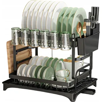 Odkapávač na nádobí Odkapávač na nádobí, černý odkapávač na talíře a příbory
