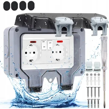 Elektrická zásuvka VENKOVNÍ ZAHRADNÍ VODĚODOLNÁ ZÁSUVKA S KONTROLKOU A VYPÍNAČEM