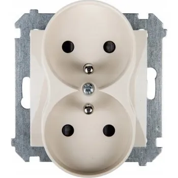 Elektrická zásuvka Simon 54 Dvojitá zásuvka s uzemněním krémová DGZ2MZ.01/41