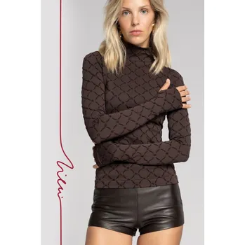 Dámský svetr Golfový bezešvý monogram MOCHA XL