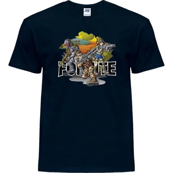 Pánské tričko levne-bavlnene-tricko-potisk-hraci-Fortnite Barva: Navy - tmavě modrá, velikost: XXL