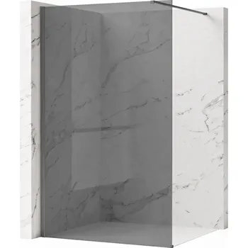 Bezrámová sprchová zástěna REA FLEXI TITAN 80 cm, titan kartáčovaný/šedá kouřová - bez vaničky