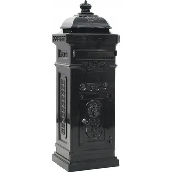 Poštovní schránka Poštovní schránka ve vintage stylu, černá, hliníková, 35,5x32x102,5 cm