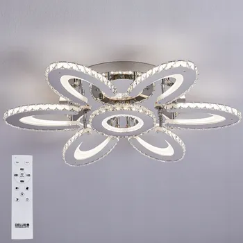 Stropní svítidlo stropní svítidlo stříbrné LED 60x60 cm s dálkovým ovládáním, 7 světelných bodů