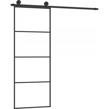 Interiérové dveře Černé posuvné skleněné dveře 76 x 205 cm s hliníkovým rámem