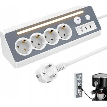 Napájecí kabel Prodlužovací Kabel lišta Bedee 1,5 m 4 ks bílá