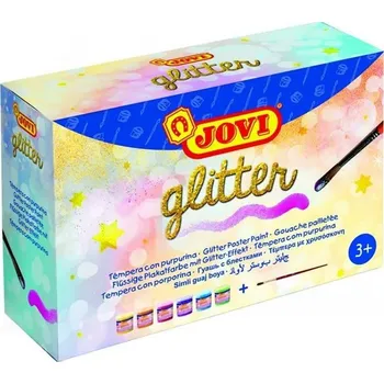 Vodová barva JOVI sada temperové barvy glittrové 6x55ml v kelímku + štětec