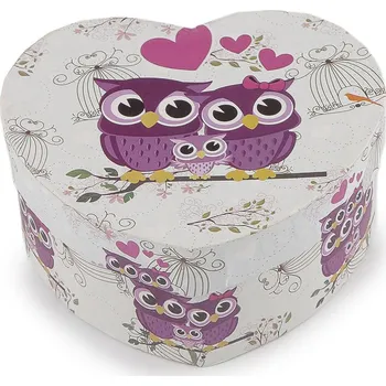 Dárková krabička Dárková krabička srdce sova 11,5x10 cm, střední, 6 šedá nejsvětlější