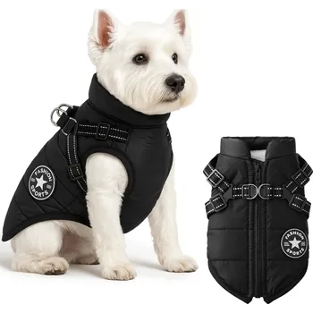 Obleček pro psa Interlook Zimní bunda pro psa s postrojem | velikost S | černá | PET-016S-BK