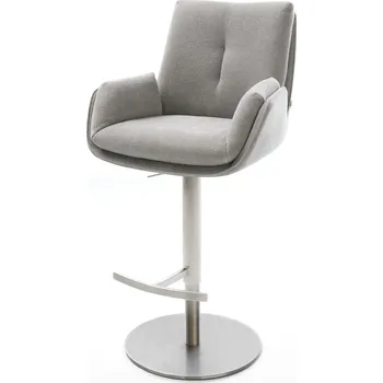 Barová židle DELIFE Barová židle Clea-Flex látka Měkký šedá otočná podnož výškově nastavitelná nerezová ocel otočný