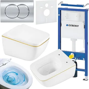 Klozet BPS-koupelny Podomítkový modul Geberit DuoFix s WC mísou YU-WH-GL-TR-03 + ovládací tlačítko Delta 01 chrom