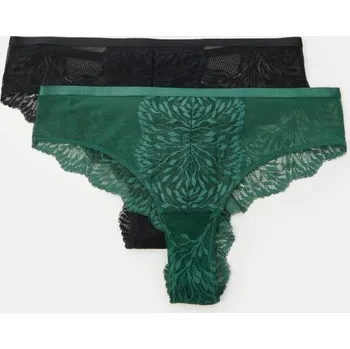 Dámská móda Sinsay - Brazilky z elastické krajky a síťoviny, 2 ks - tmavě zelená - 233FX-79X - 233FX-79X-M