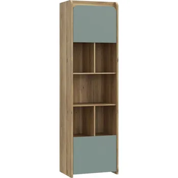 regál Dvoukřídlá knihovna Hoa - Black Red White - BRW 59.4x204 cm