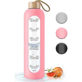 Láhev Skleněná motivační láhev na vodu 750 ml Černá