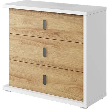 Komoda Malá komoda se zásuvkami do studentského pokoje Simi - Lenart Přírodní Hikora / Alpská Bílá 100x90 cm