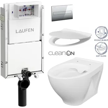WC sada LAUFEN Podomít. systém LIS TW1 SET s chromovým tlačítkem + WC CERSANIT CLEANON MODUO + SEDÁTKO H8946630000001CR MO1