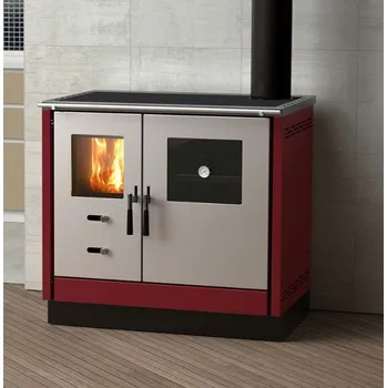 Sporák na tuhá paliva Sporák MBS SD THERMO AS s teplovodním výměníkem, pravý, tmavě červený