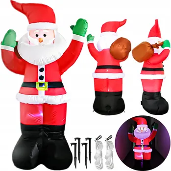 Vánoční dekorace Elektricky nafukovací Mikuláš, vánoční dekorace LED, zahradní ozdoba 180 cm