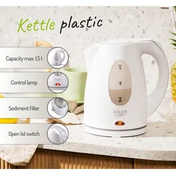 Rychlovarná konvice Rychlovarná konvice Adler AD 1207 2000 W 1,5 l bílá