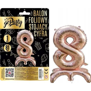Fóliový balónek 81 cm - Stojící ČÍSLICE 8 - Růžovo zlatý - 1 kus GOPARTY