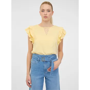 Orsay Žluté dámské tričko s krátkým rukávem - Dámské Orsay krémová 2794517