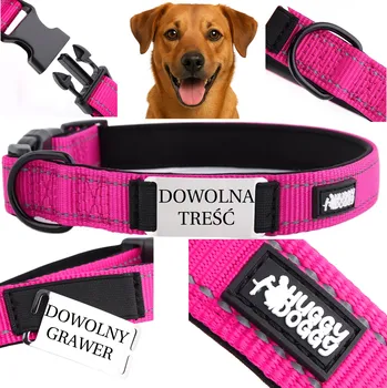 Obojek pro psa Obojek pro psa látkový s gravírováním HUGGY DOGGY vel. XS