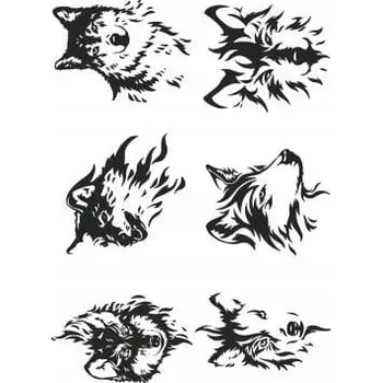 Tetování Dočasné tetování Hlava vlka černý vlk A4
