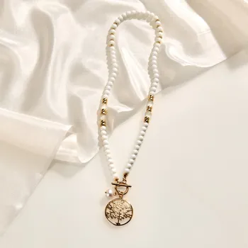 Souprava šperků Náhrdelník Nefrit bílá délka 45 cm