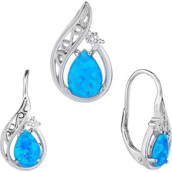 Souprava šperků Bealio Stříbrná souprava SLZA modrý OPÁL 03-09759-1852