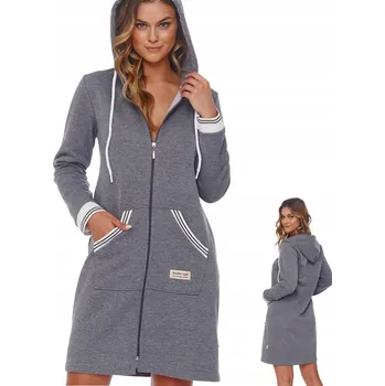 Dámský župan Dámský župan šedý M na zip bavlněný Dark Grey Doctor Nap