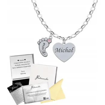 Náhrdelník Náhrdelník se jménem dítěte, srdce a chodidla, stříbro, GRAVÍROVÁNÍ