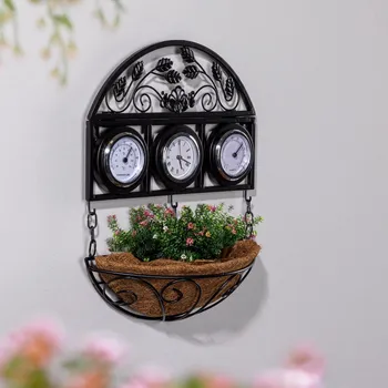 Zahradní dekorace Haushalt international Nástěnný květináč s meteo stanicí 484403